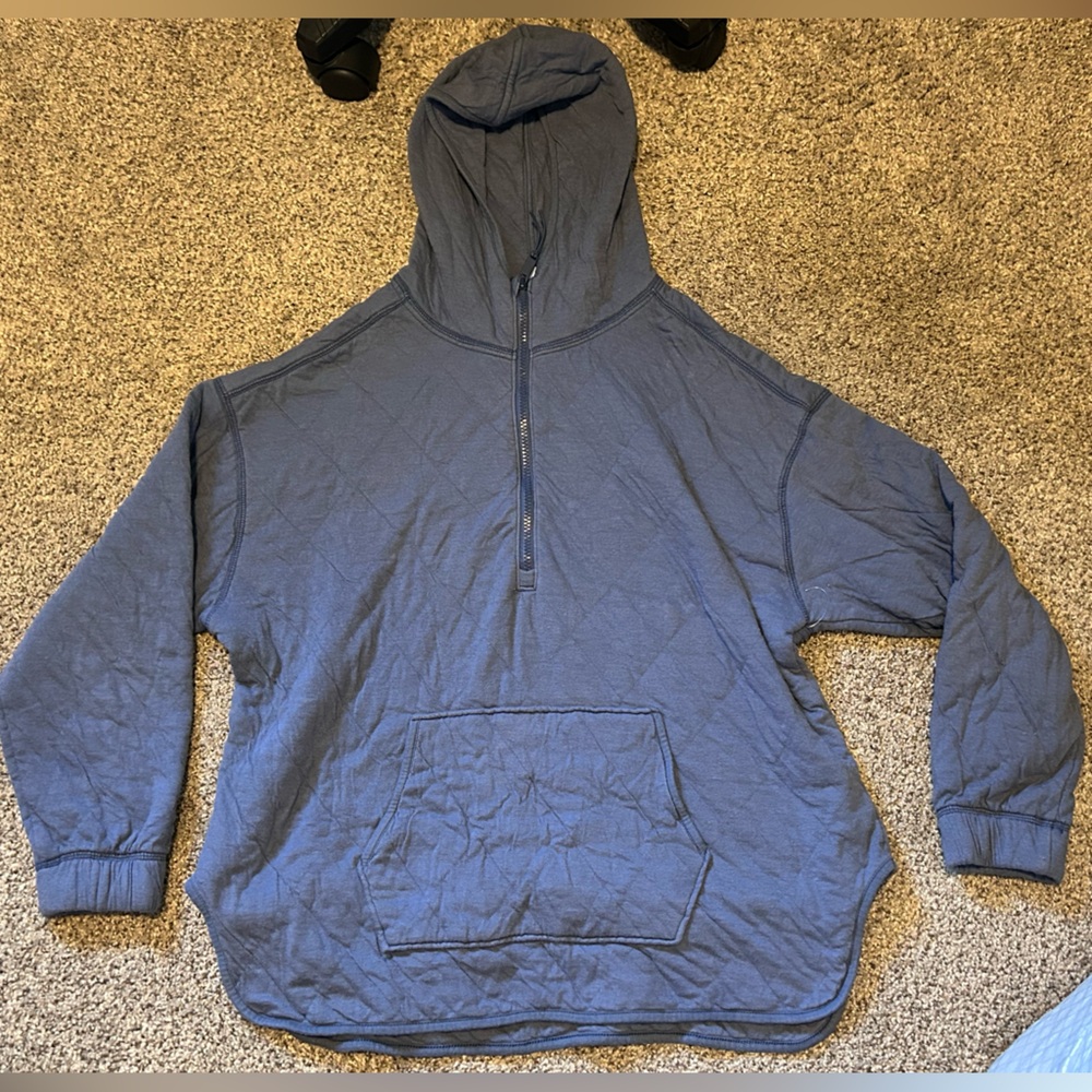 Old Navy Periwinkle 1/2 Zip Long Sleeve Quilted Jacket Size M Cinched Cuffs